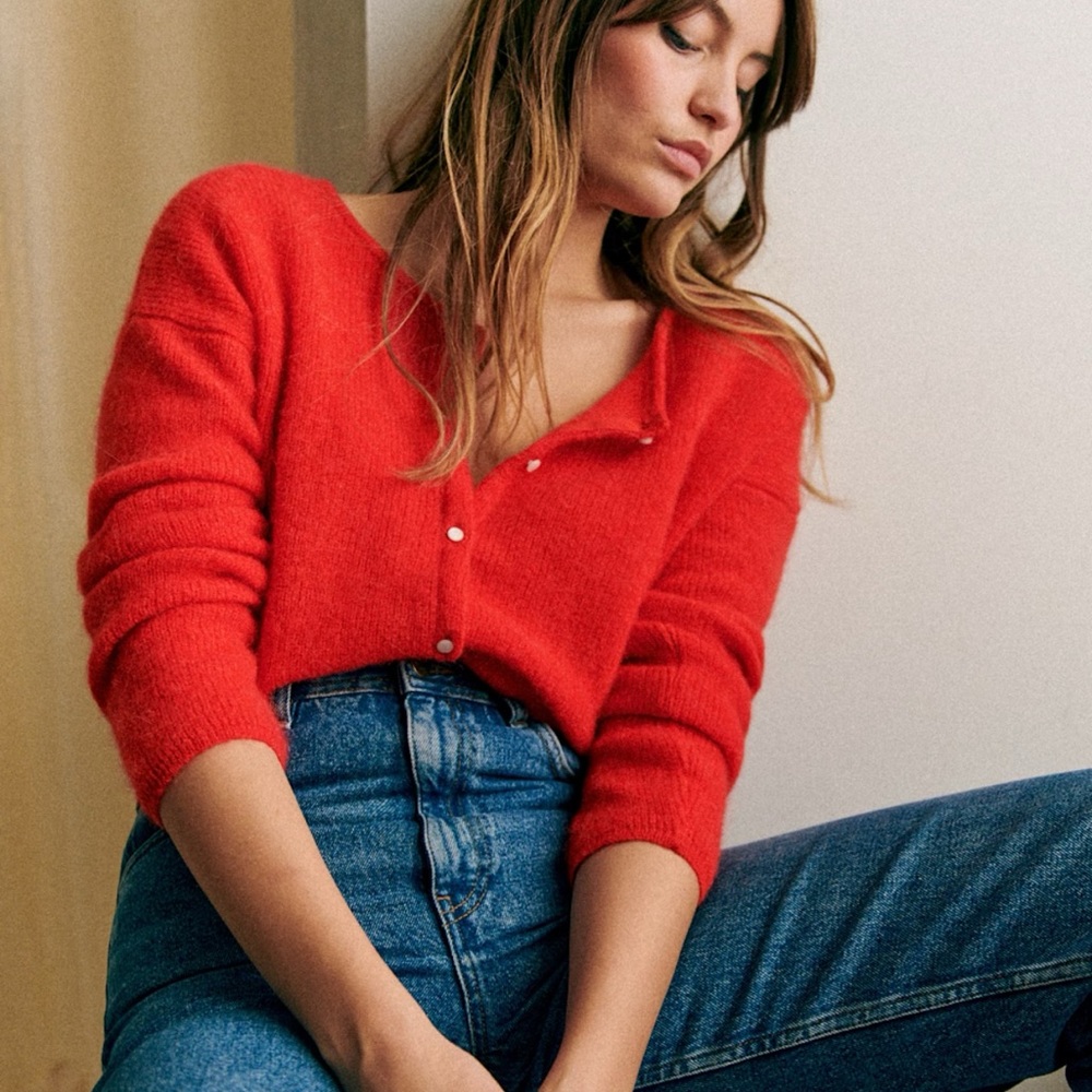 Sezane Gaspard Cardigan Red - Size S